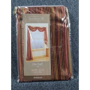 HomeTrends Natalia Window Scarf Multi Color Striped Valance 50x216 NEW